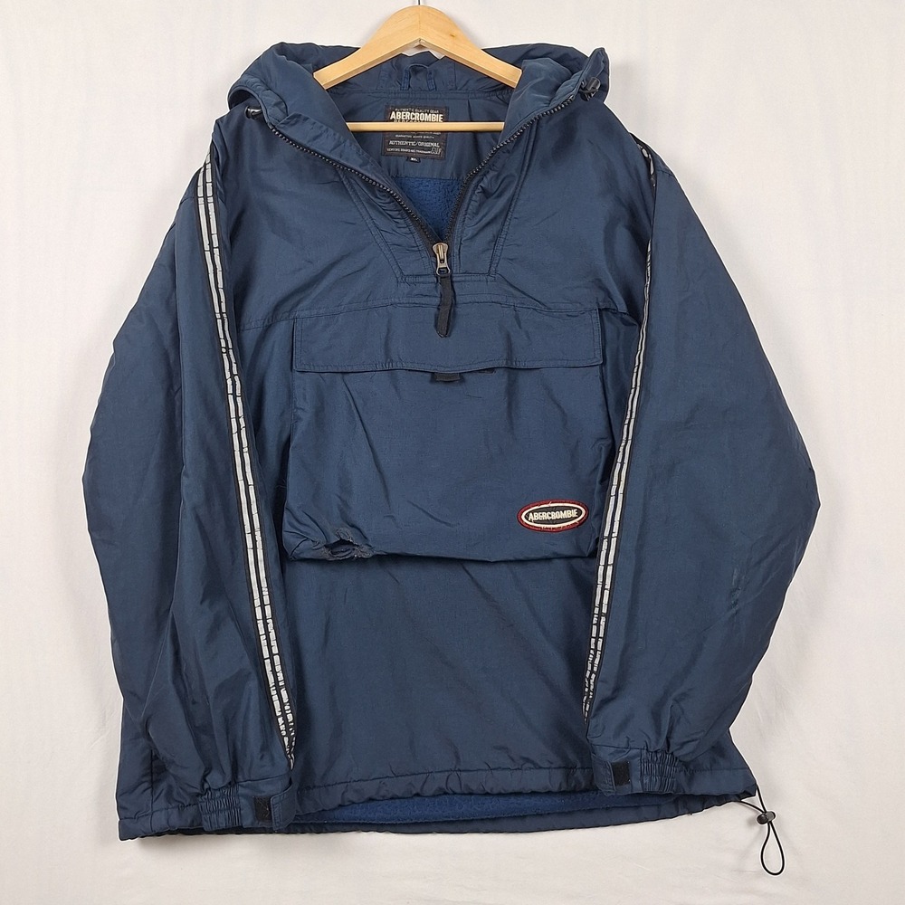 Abercrombie Performance Vintage 90s Anorak Jacket Pullover Navy Blue XL